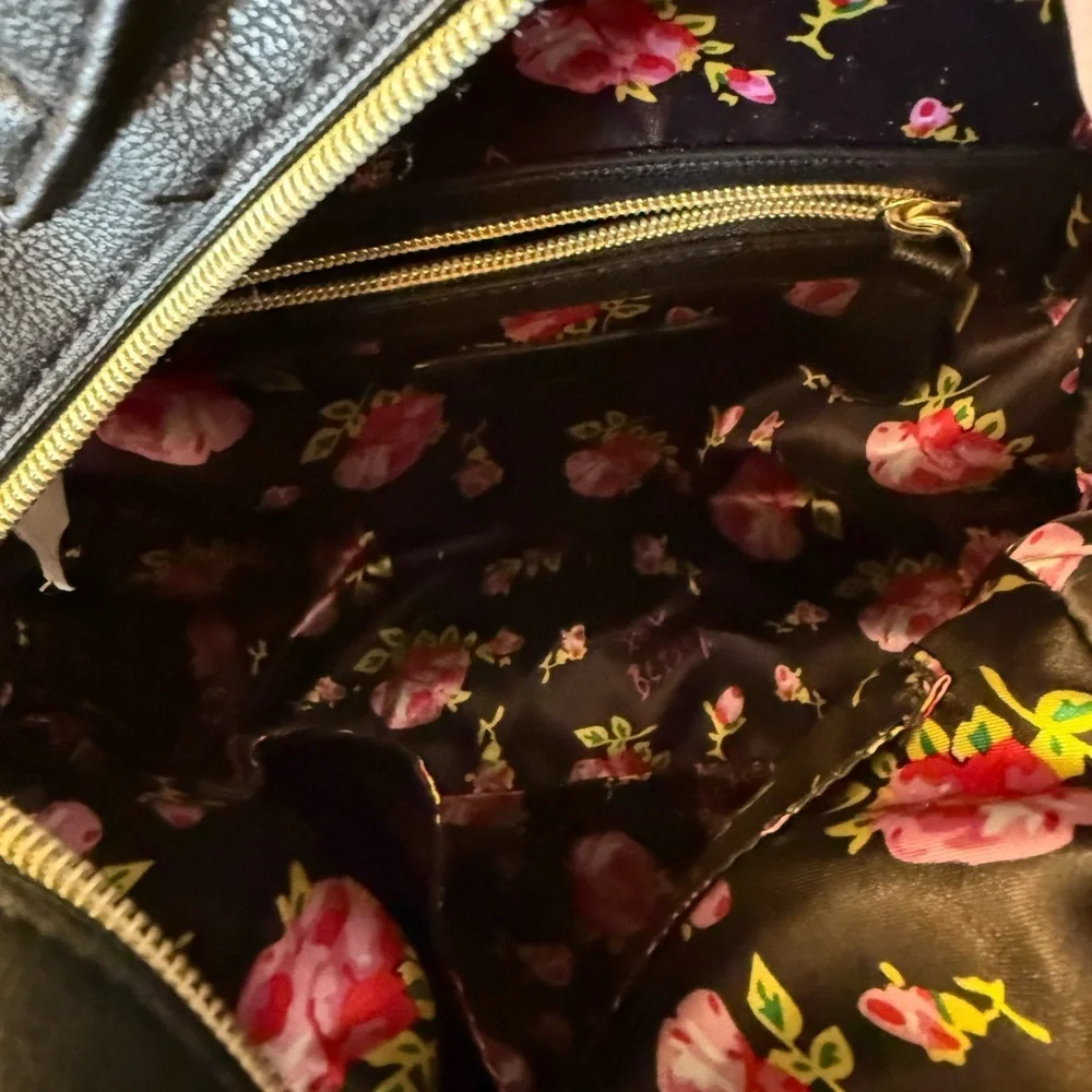 Betsey Johnson Quilted Cream and Black Backpack